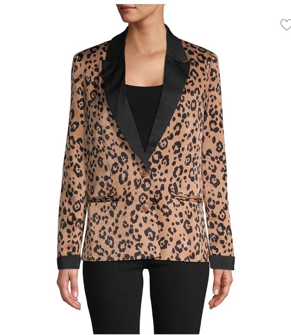 Lucca NWT Black Collar Leopard Print Blazer // S